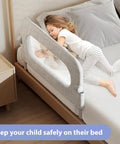 Extra Tall Toddler Bed Rail Guard For Kids, Adjustable Height, Foldable And Portable Bed Rail, Breathable Mesh, 48 Inch Long