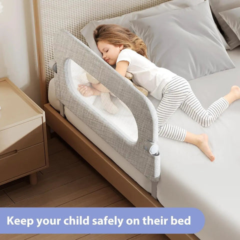 Extra Tall Toddler Bed Rail Guard For Kids, Adjustable Height, Foldable And Portable Bed Rail, Breathable Mesh, 48 Inch Long