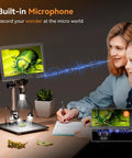 Digital Coin Microscope With Built In Light, 10 Inch IPS Display For Close Up Mint Marks, Dates, Die Cracks, Doubling And Edge Details, Perfect For Home Coin Collecting, Club Sessions, Penny Roll Hunters, And Coin Nerds, built-in microphone, 10-inch screen