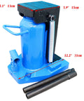 Heavy Duty 30 Ton Hydraulic Toe Jack With Integrated Claw Hook And Thick Spring Ram Cylinder Tank tough design with measurement details.