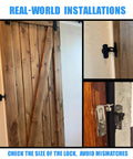 90 Degree Flip Barn Door Lock For Privacy And Security Hook Gate Latch Made From 304 Stainless Steel With Corrosion Resistant Finish Thickened Base Prevents Unlock From Outside Ideal For Barn Garden Bathroom Outdoor Garage Window Or Sliding Doors Black installed on wooden sliding door