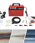 Powerful 1000W Weld Cleaning Machine with 110V US Plug for Quick Weld Bead Removal shown with accessories and metal cleaning results
