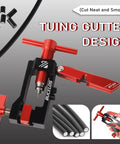 Smooth Operator 2 In 1 Hydraulic Disc Brake Needle Driver Insertion Tool With Heavy Duty Aluminum Tubing Cutter showing precise tubing cutter for e-bike maintenance.
