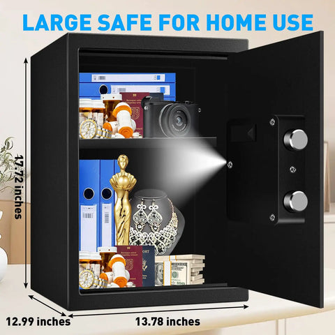 Interior of 3.3 Cu Ft Fireproof Home Safe With Waterproof Seal Digital Keypad Lock Spare Keys Anti Theft Security Safe
