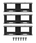 Slick Black Desk Laptop Rack And Tablet Storage Holder with three metal mounting brackets and screws for under desk installation.