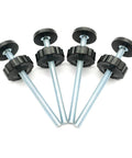 Heavy Duty Baby Gate Extender 4 Pack Black Includes Extra Long M8 Screw Bolts And Wall Protectors for Dog Pet Safety Gates, close-up of screw bolts.