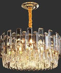 Gold Modern Crystal Chandelier Ceiling Light Fixture Adjustable Height Luxury Pendant Lights For Dining Room Living Room