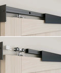 Low Clearance 4 Ft Barn Door Hardware Kit With Aluminum Box Rail Track Heavy Duty Sliding Door System for wooden doors
