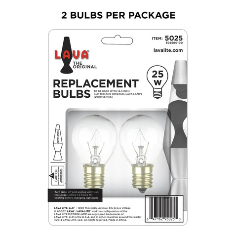 Original 25 Watt Incandescent Replacement Bulbs For Classic Lamp White 2 Pack Fits 14 5 Inch 20 Ounce Lamps Easy Plug And Play Fit
