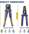 Self Adjusting And Manual Wire Stripper Tool Set For 10 To 24 AWG Heavy Duty Electrical Strippers with product dimensions