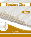 Stack of 50 white paper cotton candy sticks 11.8 inches, part of Cotton Candy Sticks And Paper Cones Pack 50 Pcs 11.8 Inch Candy Holder Sticks Carnival Style For Treats, Parties, And Sweet Tooth Fun Great For Fairs, Weddings, Birthday Parties, Backyard Bash Vibes.