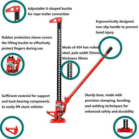 20 Inch 3 Ton Off Road Farm Jack With 6000 Lb Capacity Ratcheting Utility Lift for Tractors Trucks and Trailers