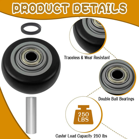 3 Inch Heavy Duty Caster Wheels For Push Carts And Platform Trucks Featuring Smooth Rolling Polyurethane Treads showcasing double ball bearings and durability.