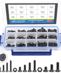 510 Piece Metric M3 M4 M5 Alloy Steel Socket Cap Screws And Nuts Kit With Hex Head Flat Head Bolts Black Oxide Finish In Transparent Box