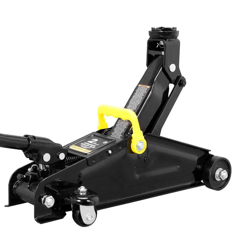 Heavy Duty Hydraulic Floor Jack And Two Adjustable Steel Jack Stands Featuring Two Ton Four Thousand Pound Lifting Power Designed As A Badass Garage Workhorse For Weekend Warriors And Hot Rod Builders