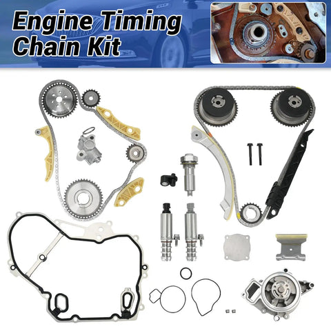 Timing Chain Kit Water Pump With VCT Solenoid Actuator Gear For 2.4L GM Engines 2009 To 2017 Fits Chevy Equinox Malibu shown.
