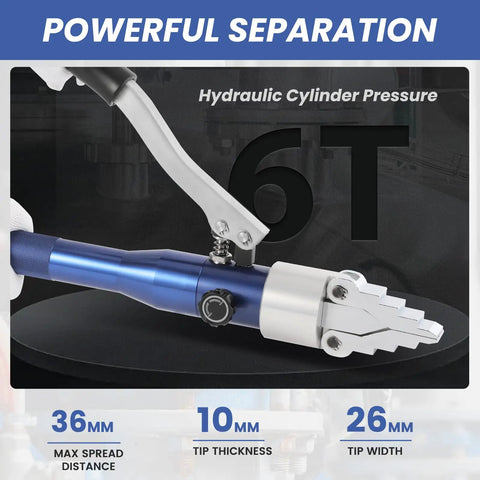 6T Portable Hydraulic Flange Spreader With Aluminum Alloy Pliers, Manual Flange Splitter, Max Spread 36mm