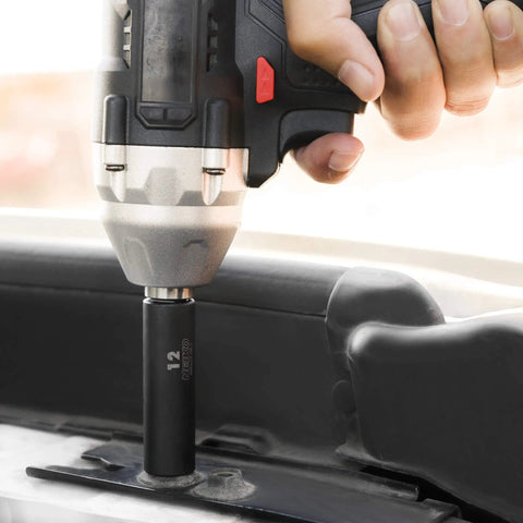 21 Piece 3/8 Inch Drive Deep Impact Socket Set Pro Grade Quality SAE And Metric 6 Point Hex Design Heavy Duty CrV Steel in use