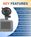 360 Degree Windshield Suction Cup Mount for R2-4K, R2-4K PRO, Key Features alongside dash cam image