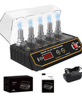 Five Hole Spark Plug Tester With Adjustable RPM 200 To 9999 And Variable Hole Height For 12V Cars And Motorcycles Pro Grade Protective Cover Digital Display Status Indicators Engine Ignition Coil Tester For Quick Spark Plug Comparison, five plugs lit