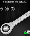 Superb 12 Piece Ratchet Wrench Set Metric 6 To 18mm With Magnetic Base And Chrome Vanadium Steel Build Offering 72 Tooth Ratcheting Speed For Mechanics And Garage Heroes Who Need Reliable Gear To Crush It Every Time, 16mm wrench close-up.