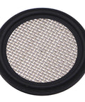 DERNORD 2-inch FKM sanitary gasket with stainless screen for Tri Clamp Clover, 20 mesh (close-up view).