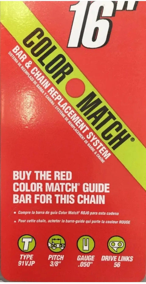 Packaging of 16 Inch Chainsaw Chain Three Eighths Pitch For Low Kickback Chamfer Chisel Cutters Notched Bumper Drive Link