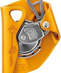 Close-up of Mobile Fall Arrester For Rope With Easy One Hand Use Pro Grade Rope Access Safety Gear, 295 g, EU/Russia/US certified.