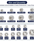 345 Piece SAE Hex Nut and Lock Nut Kit in 304 Stainless Steel showing size and quantity for 136 lock nuts and 209 hex nuts