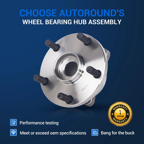 Front Wheel Hub And Bearing Assembly With ABS For Outback Forester Impreza Legacy Ascent 5 Lug Replacement Built For A Smooth Ride And Easy Install Today displayed with warranty seal