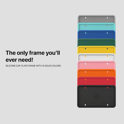 Premium Silicone License Plate Frame For Front Or Rear Mounts, Rust Proof, Weather Resistant, Multiple Colors Display