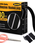 Heavy Duty Nylon Hook And Loop Strips With Adhesive 30 Ft Each, Double Rolls For Home Office School And Crafting, Self Adhesive Backing