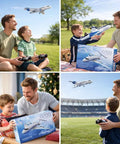 Father and son playing with RC Plane G700 Remote Control Airplane With Two Point Four GHz Three Channel Flight For Beginners And Adults Durable Epp Foam Glider