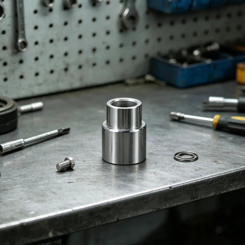 Tall Truck Lift Extension Adapter With 1.38 Inch Lift Heightening Leg And 1.54 Inch Hole Jack Riser in steel on workbench