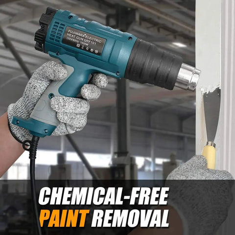 Heat Gun Kit 1500W With Dual Temp And 5 Nozzles Hot Air Gun 122F To 1022F Heating In Seconds in use for paint removal