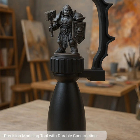 Precision Miniature Painting Handle With Stabilizer Bar And Magnetic Base For No Slip Gripping 360 Degree Rotating Model Holder With Finger Rest For Wargaming D And D Figures Anti Shake For Ultra High Detail on a table