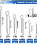 304 Stainless Steel Cotter Pin Kit With 200 Pieces Assortment Hitch Clips For Locking Systems showing varied sizes and quantities