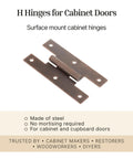 Antique Copper Finish H Style Cabinet Door Hinges Three By One And Five Eighths Inches Flush Mount Pack Of 4 Heavy Duty Steel Hardware