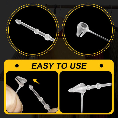 Top Shelf 2000 Piece Clear Plastic Hang Tag Fasteners With Snap Lock Security Links For Retail Shops Clothing And Accessories Merchandising That Delivers A No Sweat Display Setup Every Single Day, close-up of fastener components.