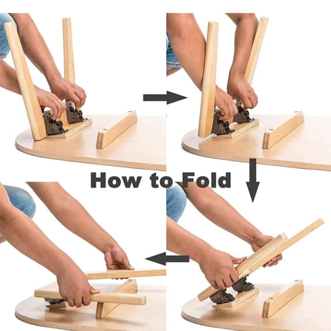 Tough As Nails Table Leg Folding Brackets 4 Pack Heavy Duty Self Locking Hinges 90 Degree Foldable Hardware shown in folding process.