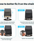 Instructions for Heavy Duty Outdoor Swivel Lounge Chair Cover 2 Pack Waterproof Fits 30W x 34D x 38.5H Inches setup on chair