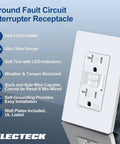 Premium 50 Pack 20 Amp Gfci Outlets Self Test Gfi Receptacles Wr Weather Resistant UL Listed Built Tough For Home Wiring No Hassle Ground Fault Protection You Can Trust Smooth As Butter shown with LED indicators and ultra slim design.