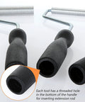 Close-up of Fiberglass Roller Tool Set Of 5 for Resin Laminating and Repair handle with threaded hole for extension rod.