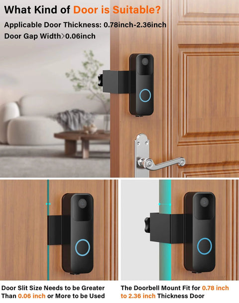 Heavy Duty Full Metal Anti Theft Video Doorbell Mount For First Generation Doorbells Not For Second Gen No Drilling Quick Install shown on a wooden door