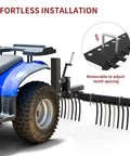 Heavy Duty ATV UTV Landscape Rake Attachment For Yard Cleanup And Land Grading With Rock, Grass Clump, And Debris Removal