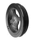 Black engine harmonic balancer and crankshaft pulley for Scion xA xB 2004 2006 and Toyota Echo 2000 2005 with 7 groove serpentine belt.