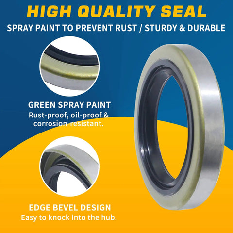 Trailer Hub Seal Kit Dope 4 Pack Fits 3500 Lb Five Lug Hubs With EZ Lube Axles 1719 ID And 2565 OD Replacement For Dexter 01001900 And Other Popular Spindles Includes Cotter Pin, green-coated seal