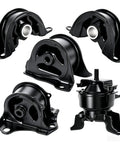 Straight Up Oem Fit Five Piece Engine And Transmission Mount Set For Honda Civic 1.6l Automatic 1996 To 2000, black steel components.