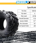 Beefed Up Tubeless All Terrain Tractor Tires Set For ATV And UTV 2 Pack With Sizes 18x7-8 16x8-7 And 22x8-10 2PR To 4PR Construction