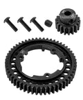 Beefed-Up Hardened Steel 54T Spur Gear 1 Mod And 18T Motor Pinion For Traxxas 1/5 X-Maxx 1/7 XO-1 gear set with screws visible